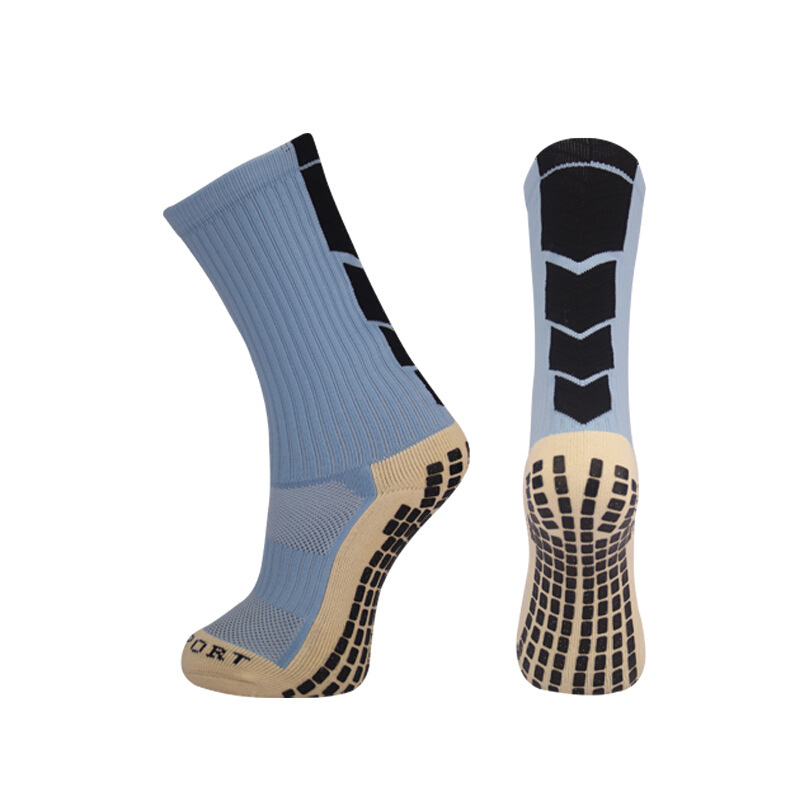 新款运动篮球袜子男款加厚毛巾底短筒袜透气耐磨训练袜子防滑足球袜子均码 款式2浅蓝色