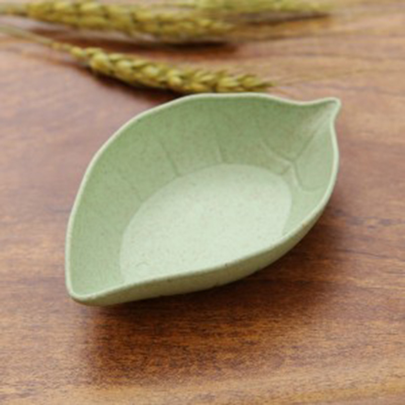 小麦秸秆树叶小碟子 日式餐具调料碟 绿色