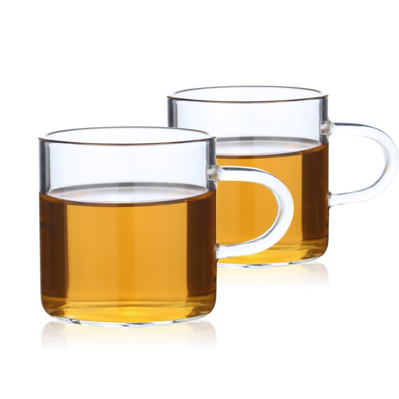 逸集加厚手工耐热透明玻璃品茗杯子功夫茶具花茶杯带把直美杯120ml 2