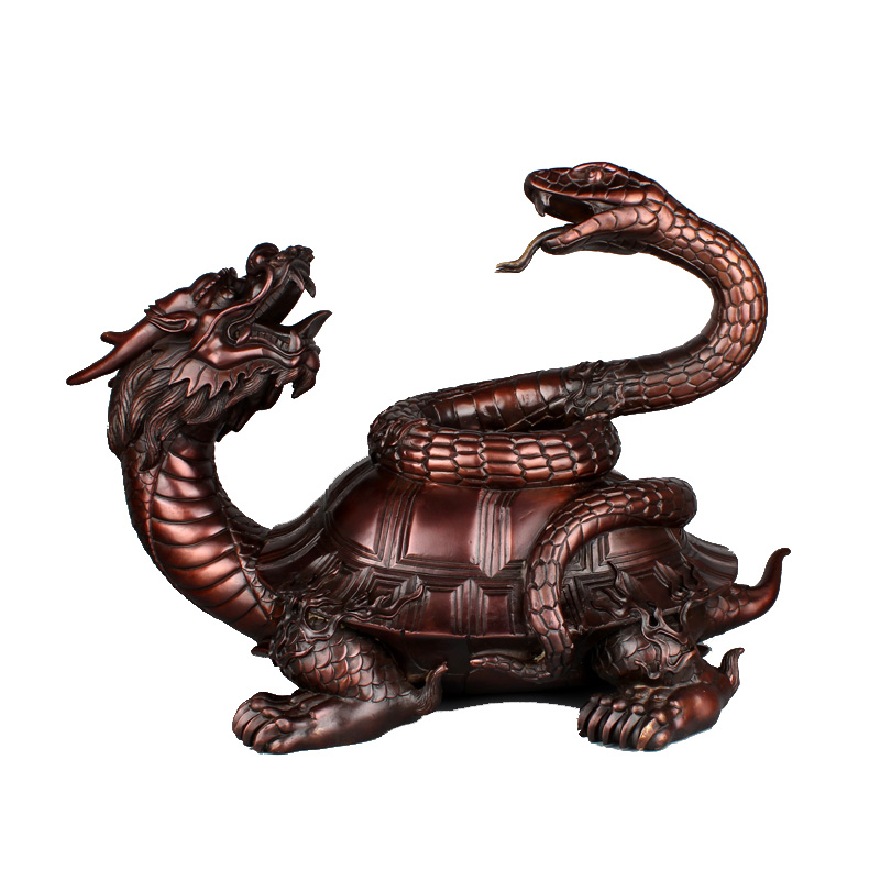 德佑堂 铜神兽玄武摆件大号玄武龙龟北方四神金生龟蛇家居客厅办公