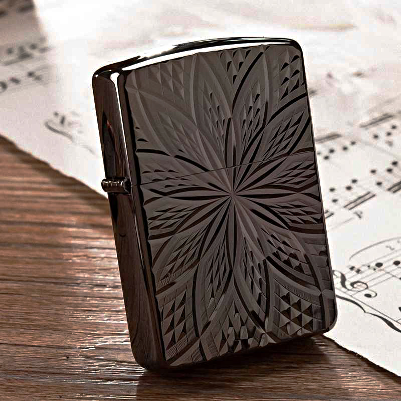 zippo之宝煤油打火机盔甲加厚黑冰盛世繁花bloom银枪花男士礼品送男友