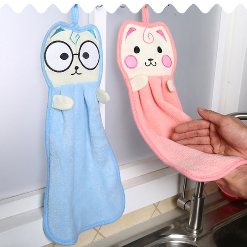 羽熠 厨房卡通挂式擦手巾 强吸水洗碗毛巾抹布卡通擦手布抹桌布手帕
