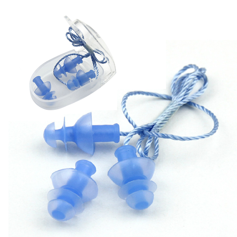 英发(yingfa)游泳耳塞 硅胶防水带绳螺旋耳塞 柔软舒适 蓝色