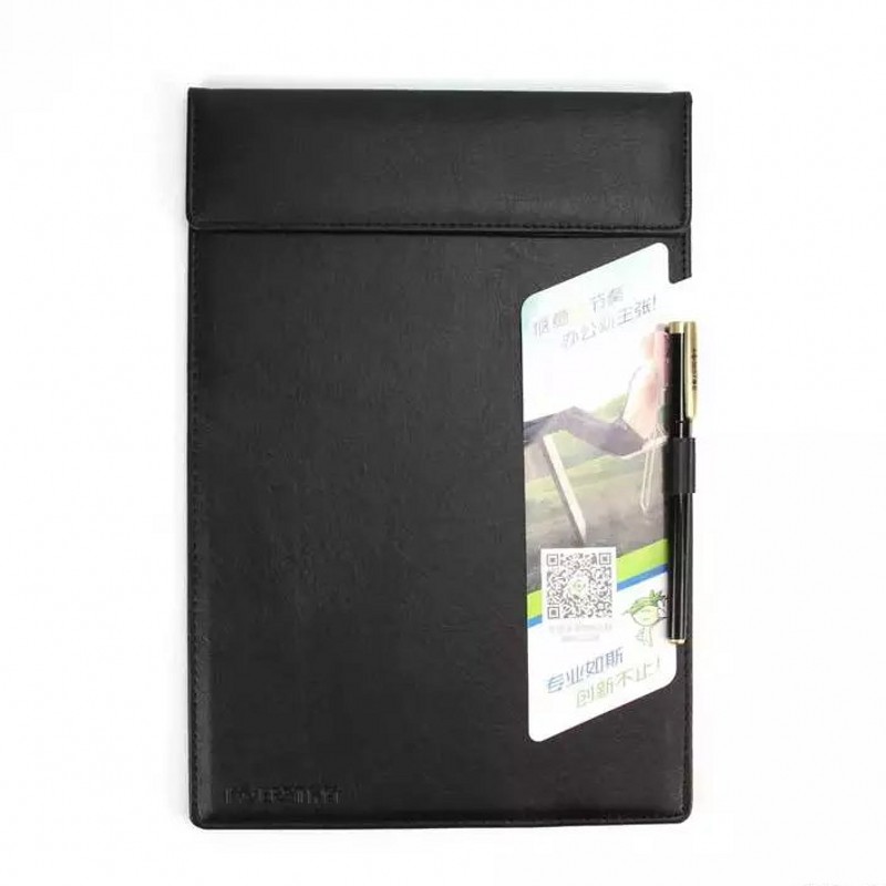 A4夹纸板皮面写字垫板夹签字板学生书写板酒店磁性文件板夹会议垫板定制文件夹 A4-黑色