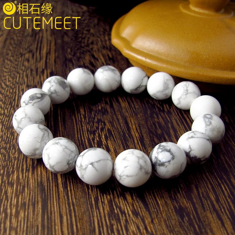 相石缘原矿白松石手链手串佛珠男女款12mm