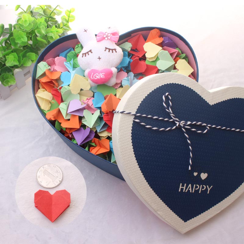 爱心成品手工双面彩色桃心520情人节七夕礼品送爱人 365颗爱心加礼盒