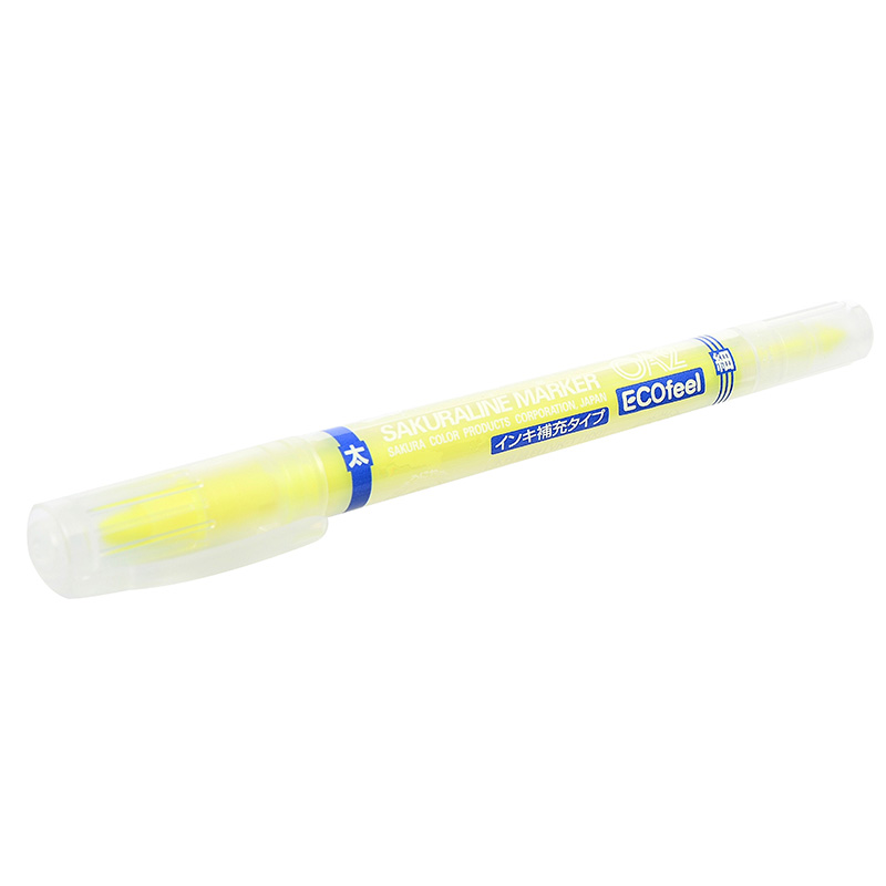 日本樱花(SAKURA)水性荧光笔中性笔记号笔签字笔马克笔水笔 双头荧光黄