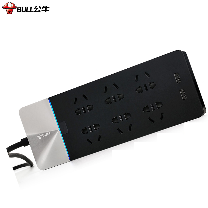 公牛（BULL）新国标公牛抗电涌USB插座/插排/智能排插/插线板/接线板/拖线板  6位+2USB口 GN-H406U