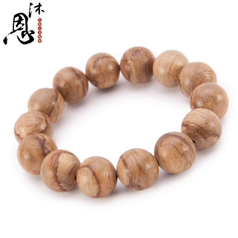 沐恩 西马沉香手串老料虎斑纹佛珠手串16mm*14颗12g多#原色打磨拒绝高