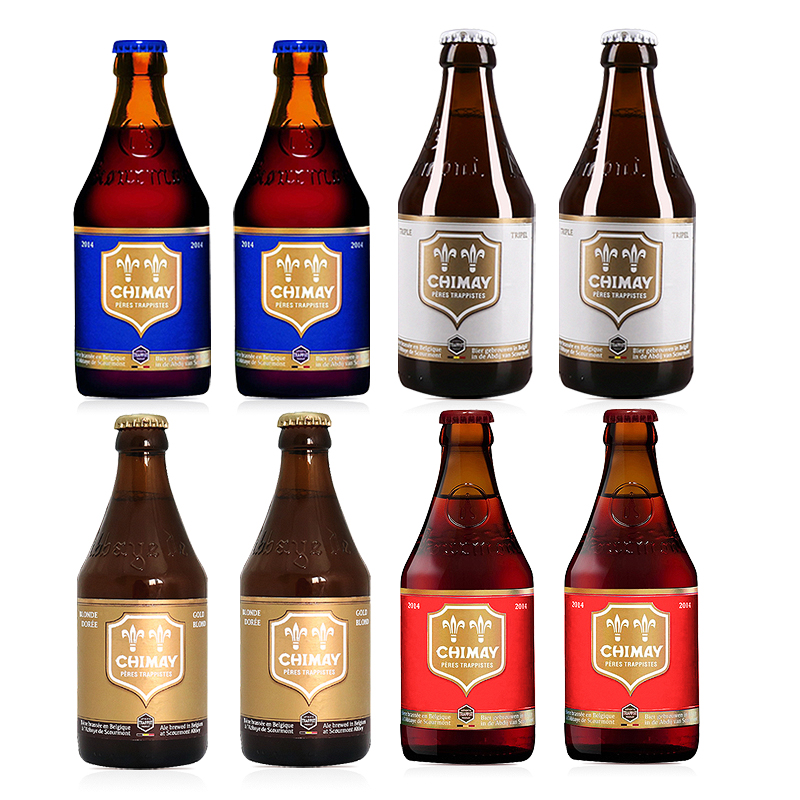 智美（Chimay） 比利时原装进口修道院精酿啤酒高度啤酒 8瓶组合装金帽+红帽+白帽+蓝帽