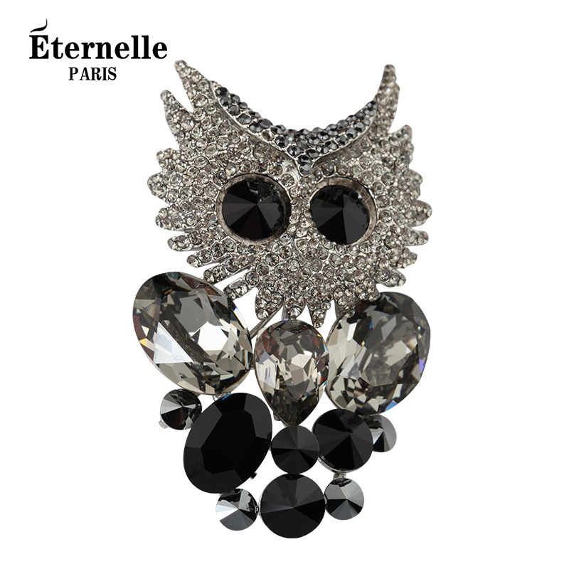 eternelle法国永恒奥地利水晶时尚胸针 猫头鹰造型胸花别针丝巾扣