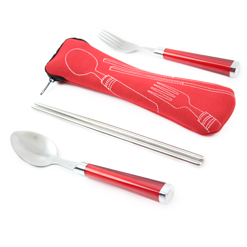 唐宗筷 便携不锈钢筷子 勺子 叉子 套装餐具3件套T360