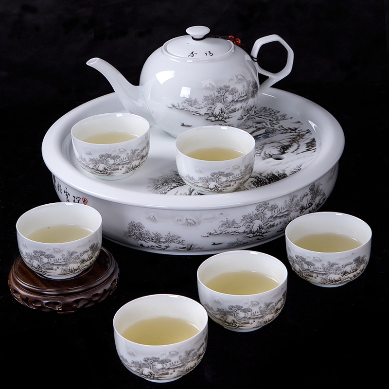 一米丫丫丫景德镇陶瓷茶具套装功夫茶具瓷器 整套家用陶瓷茶壶茶杯