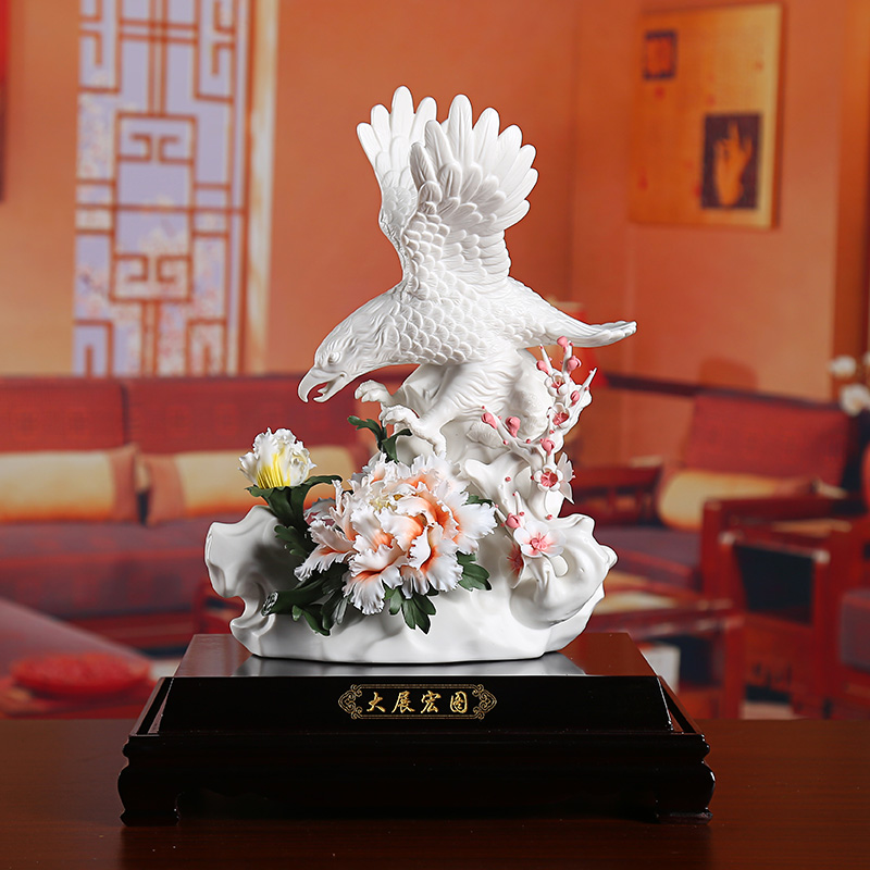 东方泥土 德化陶瓷花雕塑艺术品摆件 商务送礼/大展宏图 d51-28 大展