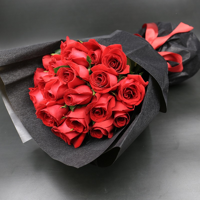怡朵预定创意混搭36朵红玫瑰花束北京鲜花速递同城全国上海广州生日送花上门实体店配送 19朵红玫瑰花束-微扇形 平时价格