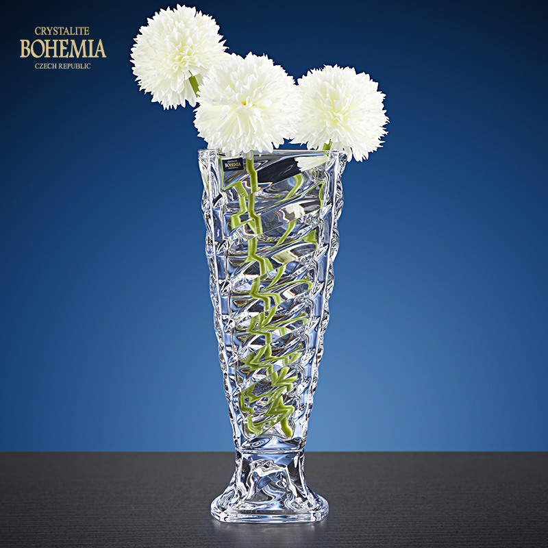 bohemia 波西米亚捷克进口facet系列简约斜纹花瓶玻璃摆件 底座款