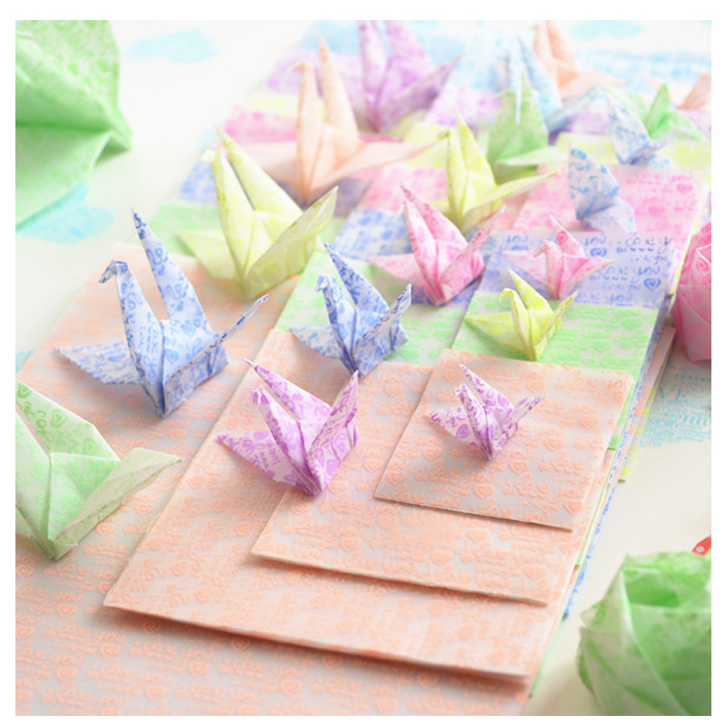 爱惊喜 夜光千纸鹤折纸半透明正方形手工千纸鹤折纸樱花夜光折纸love