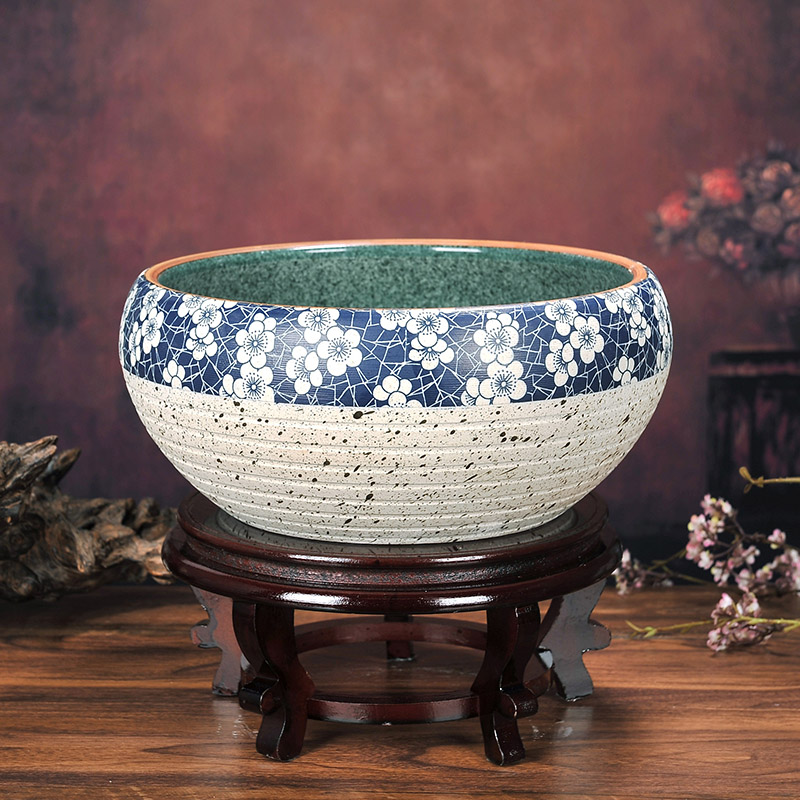 示优景德镇陶瓷鱼缸大号青花养金鱼缸睡碗莲盆荷花缸乌龟缸盆客厅摆件