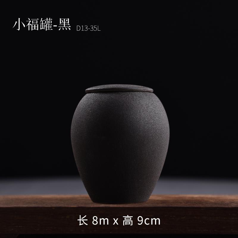 泥印【会员价】日式陶瓷茶叶罐迷你小号粗陶罐通用密封储物罐 d13-35l