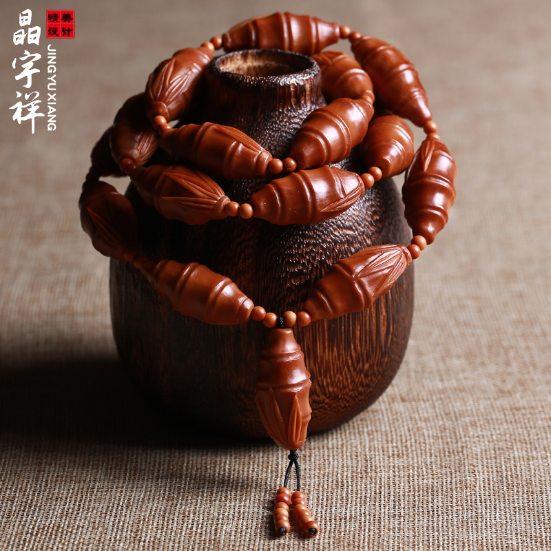 晶宇祥橄榄核竹节手串橄榄胡雕刻核雕佛珠手链男女款文玩把玩苏勇手工