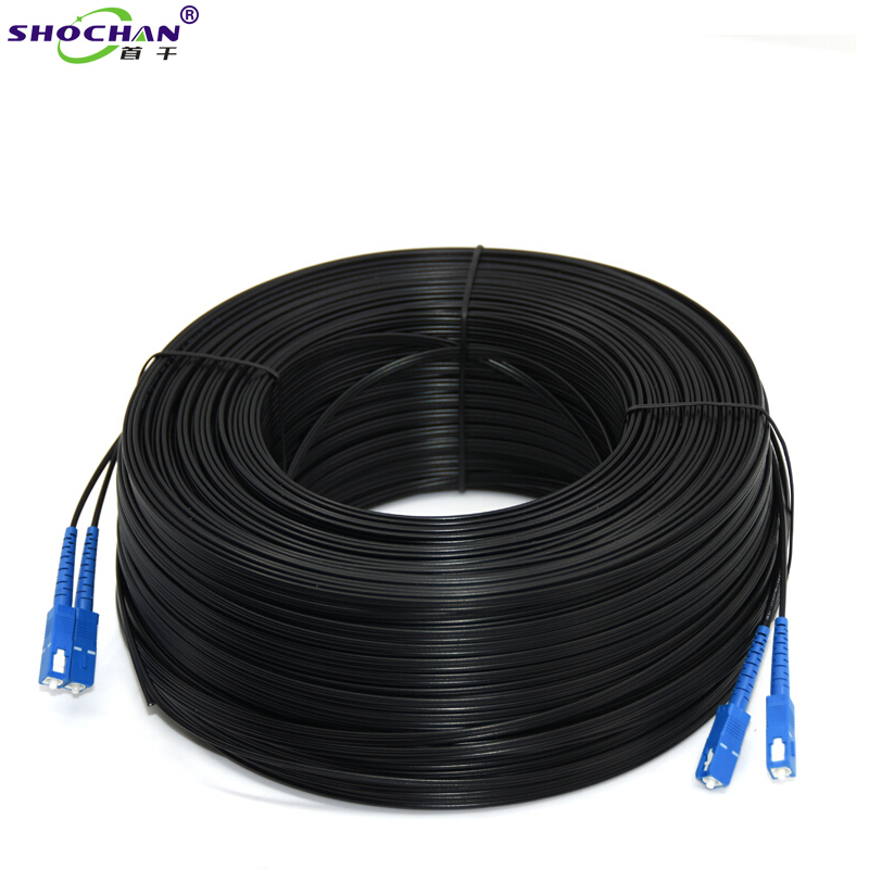 首千（SHOCHAN）   皮线光纤线缆 光纤入户线工程室内皮线单芯双芯单模光缆电信移动通用 2芯2钢丝SC-SC(黑)4头 SQ-2X4T1  30米