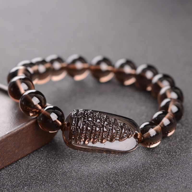 卡薇亚天然冰透黑曜石手链男女士情侣款学生文昌塔上岸水晶手串毕业礼物 珠径12mm左右文昌塔款附证书