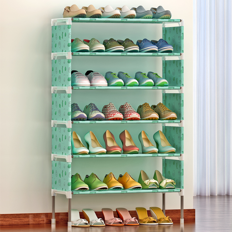 索尔诺简易多层鞋柜鞋架 组装防尘鞋柜简约现代铁艺收纳架K127 绿柠檬