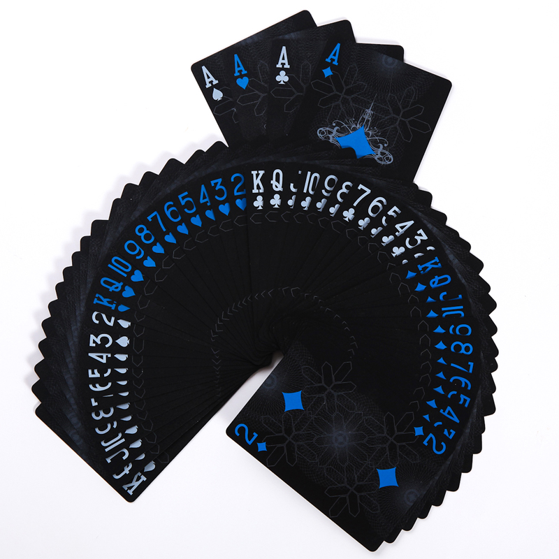 创意防水pvc扑克便捷旅游个性魔术花切扑克牌 832黑幽灵塑料盒一副装