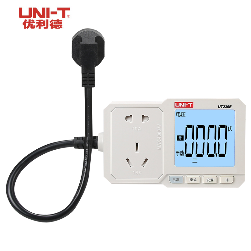 優(yōu)利德（UNI-T）定時(shí)功率計量插座10A16A電力監測儀數顯電度表 230E