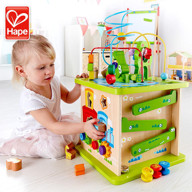 Hape 开心农场 游戏盒 六面百宝箱玩具0-1-3岁男女小孩儿童礼物早教儿童节礼物 森林动物游戏盒 E8341