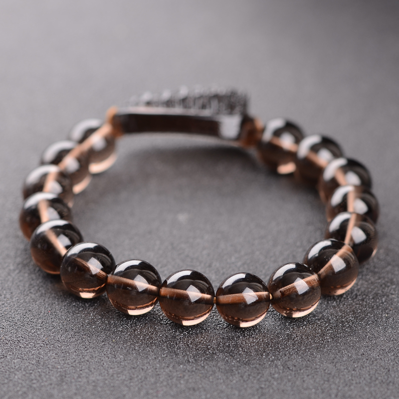 卡薇亚天然冰透黑曜石手链男女士情侣款学生文昌塔上岸水晶手串毕业礼物 珠径12mm左右文昌塔款附证书