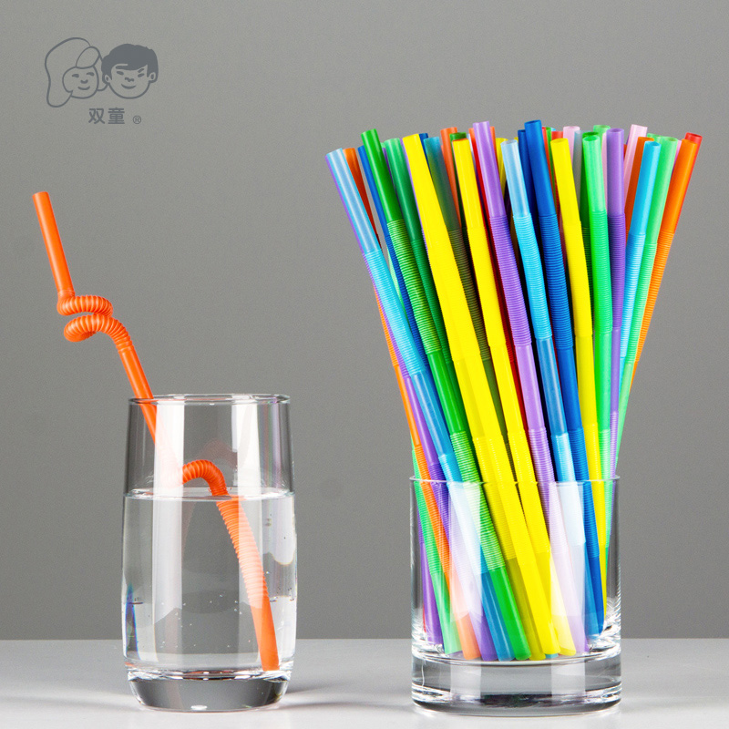 【100支包邮】双童一次性双头弯曲奶茶饮料果汁牛奶彩色艺术造型吸管6