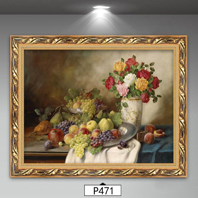林格印象 欧式餐厅装饰画墙面厨房壁画花卉单幅挂画清新水果饭厅温馨油画 P471 含框尺寸60X80厘米