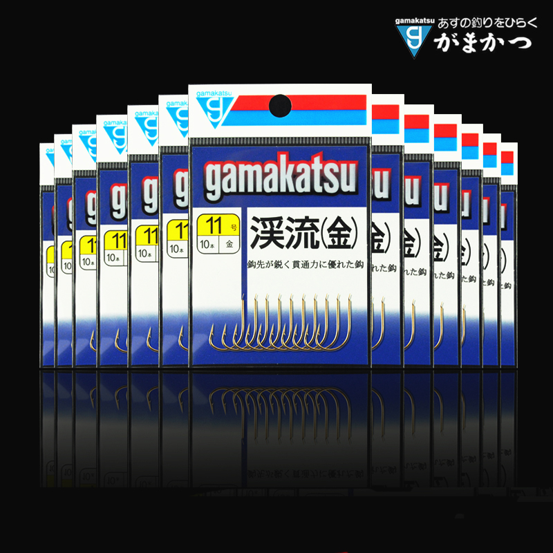 日本伽马伽玛卡兹鱼钩溪流金色有倒刺c1ke0 9#10本装