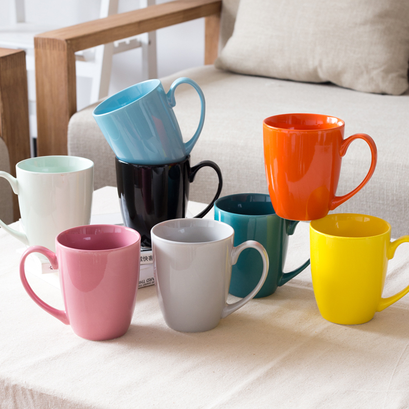 布丁瓷艺 创意8杯糖果色个性马克杯陶瓷杯子咖啡杯套装早餐燕麦牛奶杯水杯 八色套装