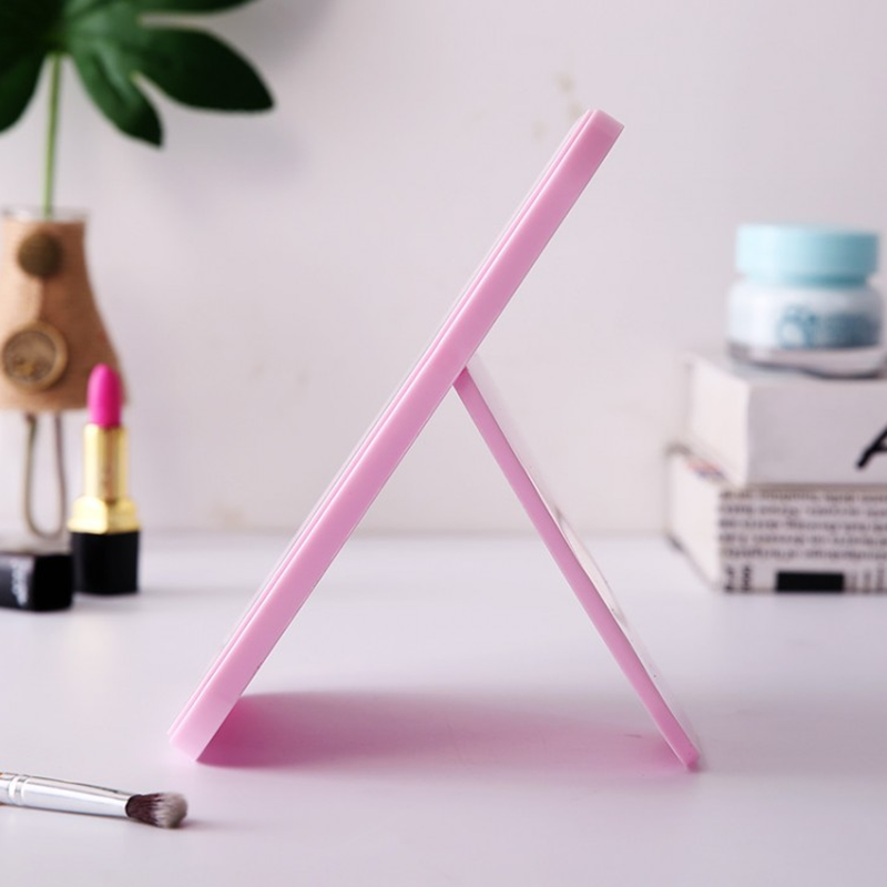 羽熠 糖果色化妆镜子台式简易梳妆镜方形可折叠镜子方便携带 颜色随机发 20.5*14*1.1cm