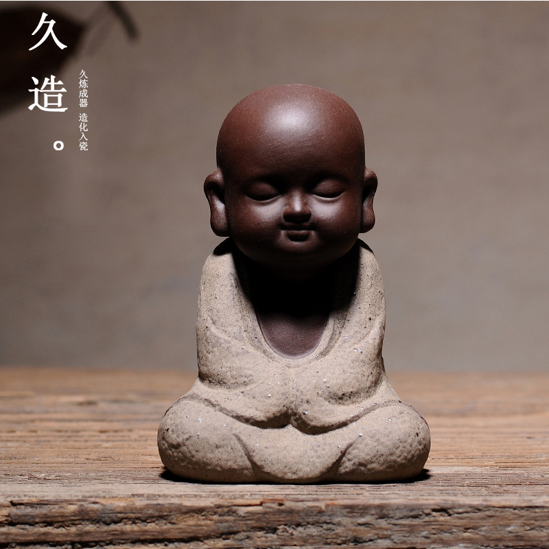 久造 六禅小沙弥摆件禅意小和尚 陶瓷中式客厅茶桌装饰品复古摆设