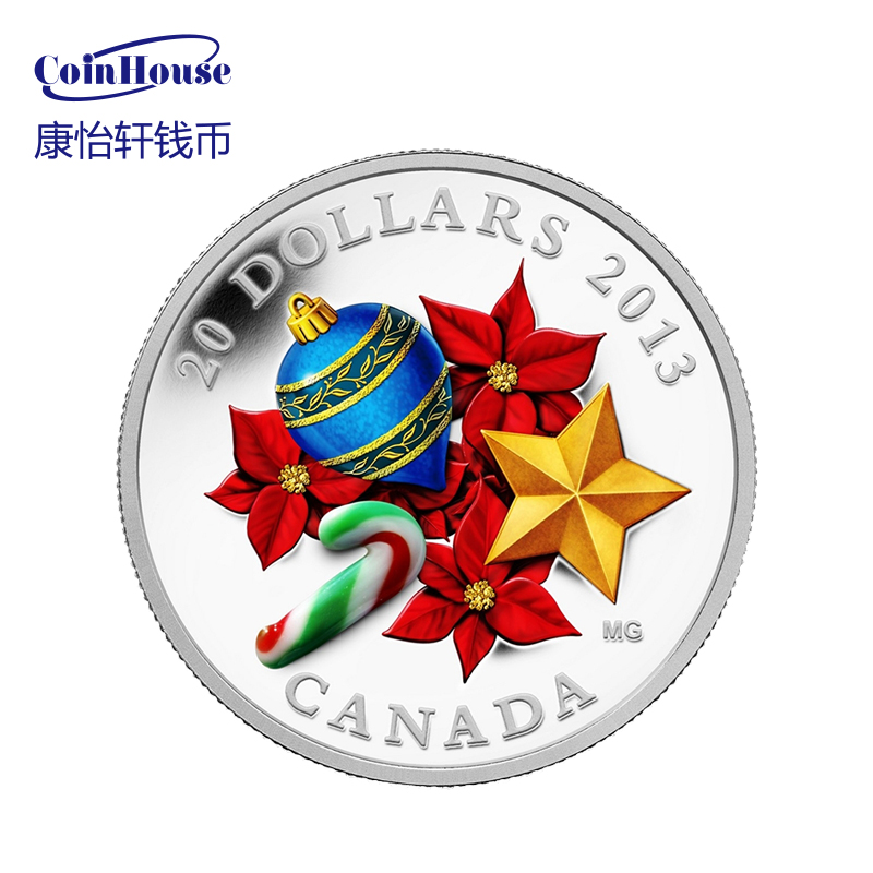 【康怡轩钱币】2013年加拿大发行节日糖果--拐棍糖20加元镶琉璃彩色