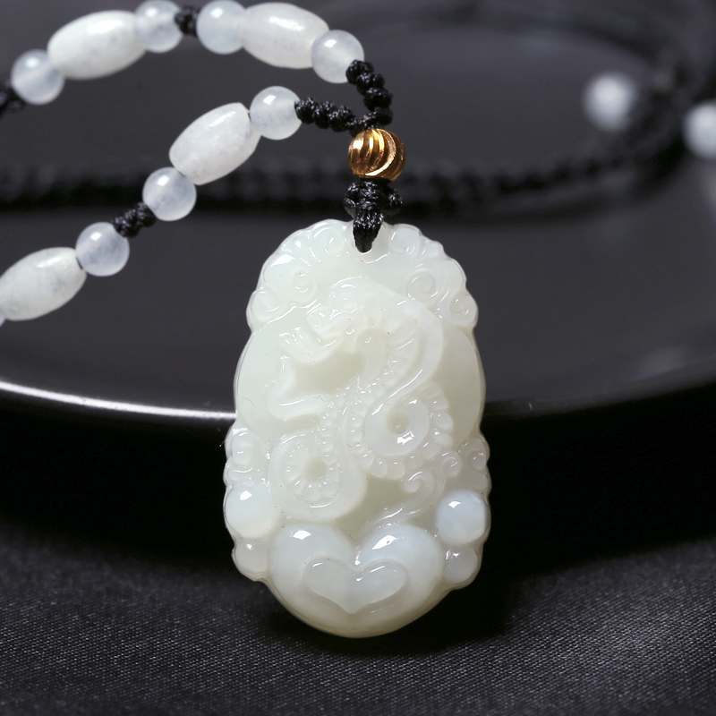 贻贝和田玉生肖蛇的吊坠玉蛇吉祥物蛇型蛇形饰品饰物玉石挂件玉佩男