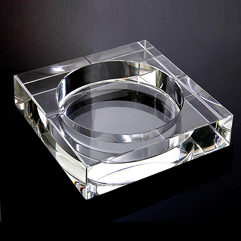 洁靓雅 水晶玻璃烟灰缸 时尚创意个性礼品 大号定制烟灰缸办公室客厅欧式烟缸 水晶方形款 20cm