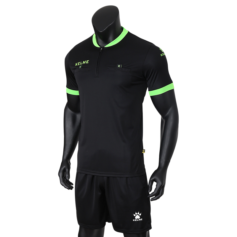 KELME卡尔美足球裁判服运动套装 专业比赛裁判球衣 K15Z225 黑/荧光绿 L/175