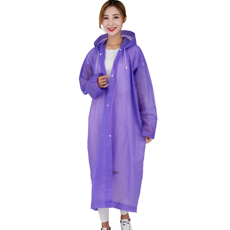 雨航 YUHANG  漂流雨衣半透明磨砂时尚雨衣男女士长款带帽加厚雨衣 均码 紫色8758890