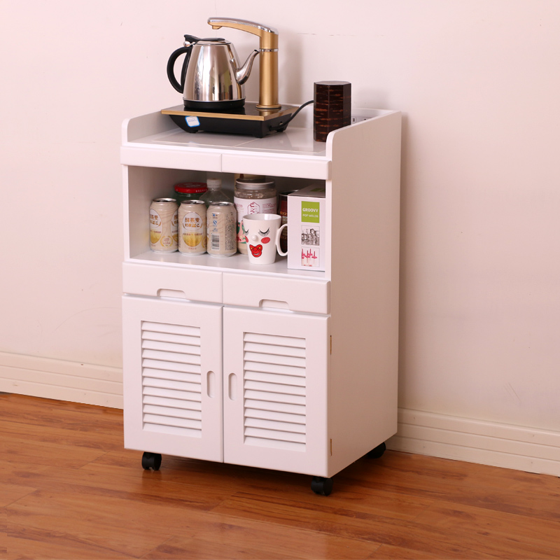 森远达 餐边柜实木现代简约小微波炉柜餐厅茶水柜多功能 白色茶水柜