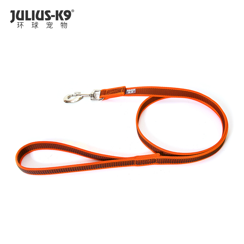Julius K9牵引绳小中大型犬链子硫化狗牵引绳多功能进口宠物用品 橙色 19mm*1.2m