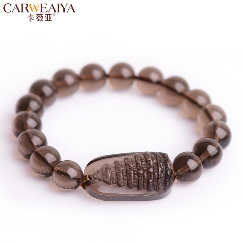 卡薇亚天然冰透黑曜石手链男女士情侣款学生文昌塔上岸水晶手串毕业礼物 珠径12mm左右文昌塔款附证书