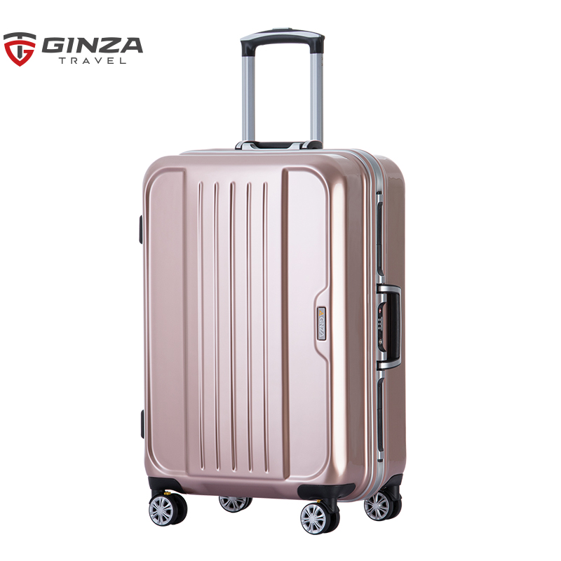 银座/GINZA 铝框拉杆箱万向轮 新款20英寸24英寸28英寸行李箱男女旅行箱 A-303K 玫瑰金 20英寸可登机