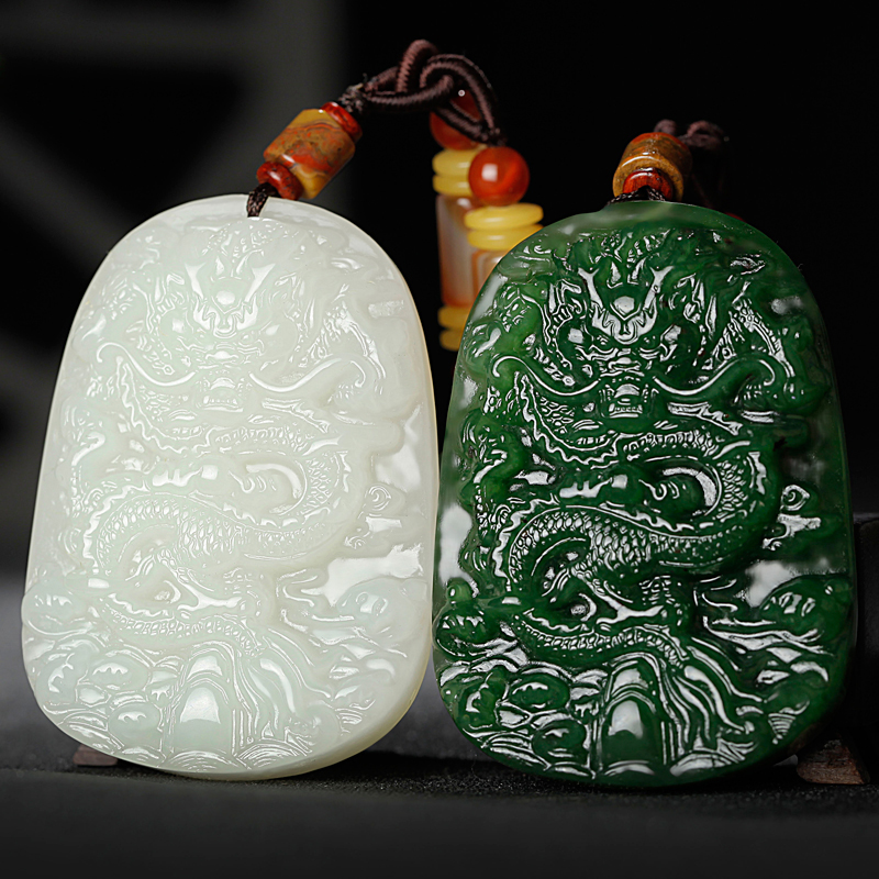 珪宝和田玉龙牌吊坠生肖龙玉坠玉佩男女款玉石玉器挂件项链白玉款