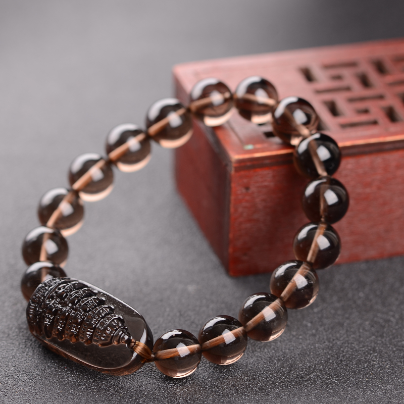 卡薇亚天然冰透黑曜石手链男女士情侣款学生文昌塔上岸水晶手串毕业礼物 珠径12mm左右文昌塔款附证书 京东折扣/优惠券