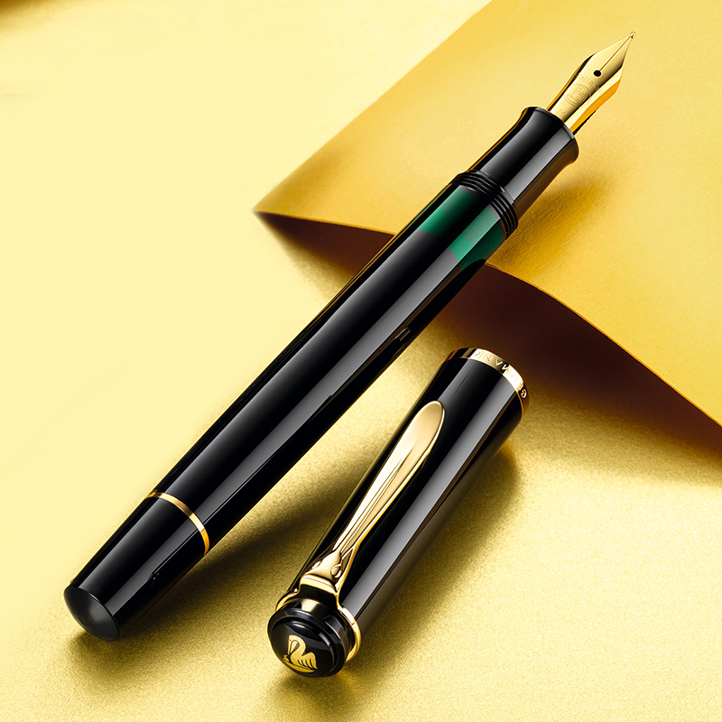 【人气经典】百利金Pelikan德国进口钢笔M200墨水笔24K镀金笔尖 黑色 F尖