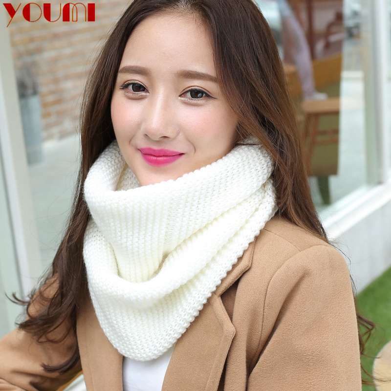 幽米围脖女秋冬季韩版保暖针织套头围巾韩国加厚脖套女士户外毛线围脖